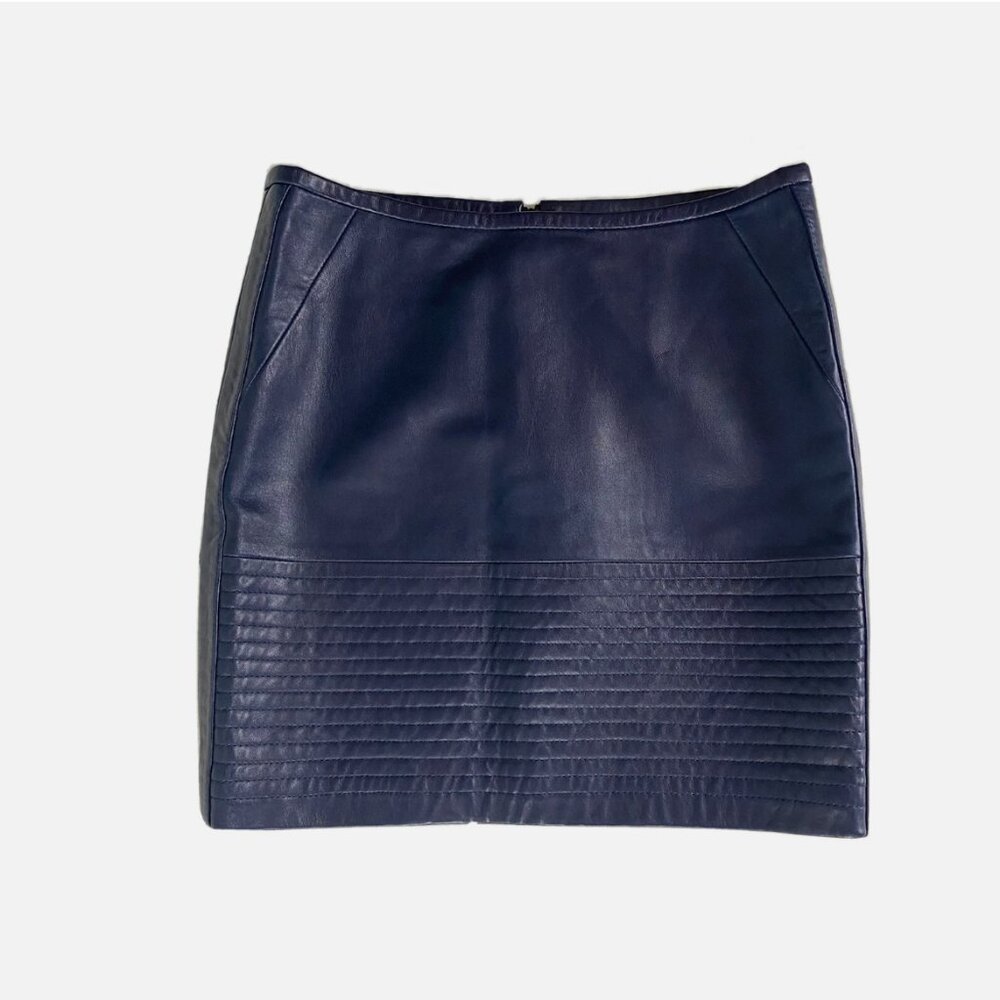 SANDRO LEATHER MINI SKIRT IN DARK BLUE PURPLE